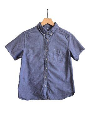 Muji Short Sleeve Cotton Button Down Shirt,  Blue,   Size L